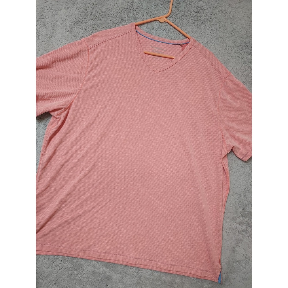 Tommy Bahama Shirt Mens XXXL 3XL Island Zone V Neck Tencel Blend Pink Beach Prep